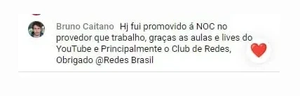 Depoimento de membro do Club de Redes 3