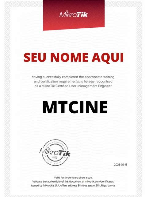 Certificado MTCINE MikroTik